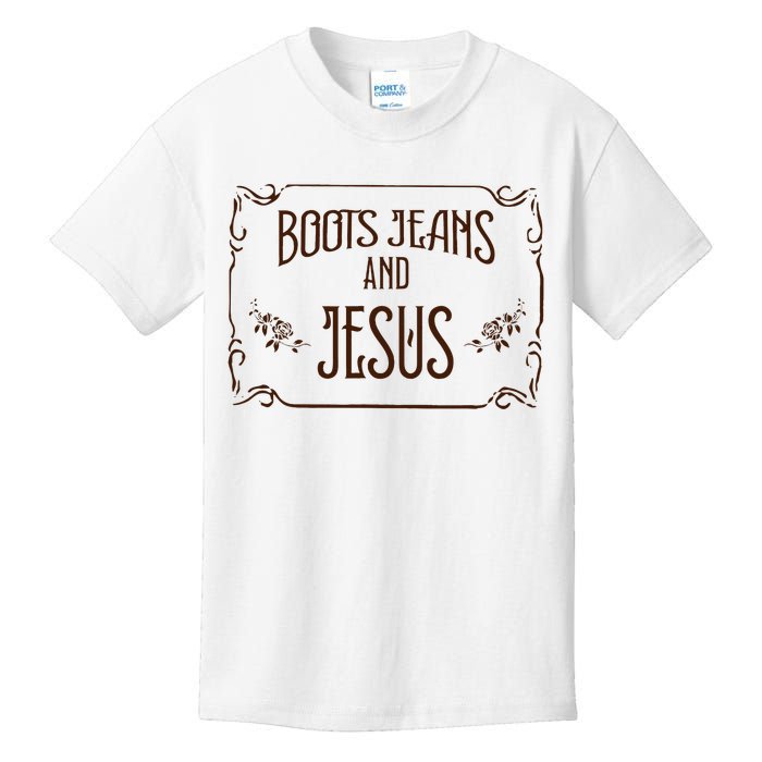 Cute Boots Jeans And Jesus Cowgirl Cowboy Country Western Kids T-Shirt