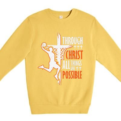 Christian Basketball Jesus Christ Basketball Religious Funny Premium Crewneck Sweatshirt