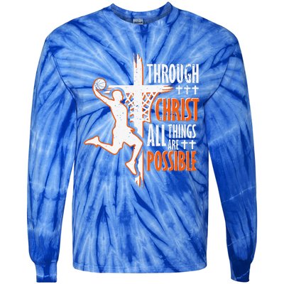 Christian Basketball Jesus Christ Basketball Religious Funny Tie-Dye Long Sleeve Shirt