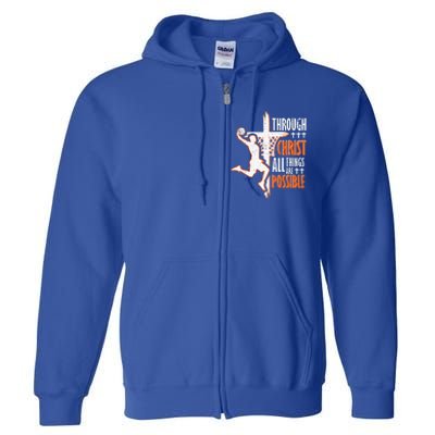 Christian Basketball Jesus Christ Basketball Religious Funny Full Zip Hoodie