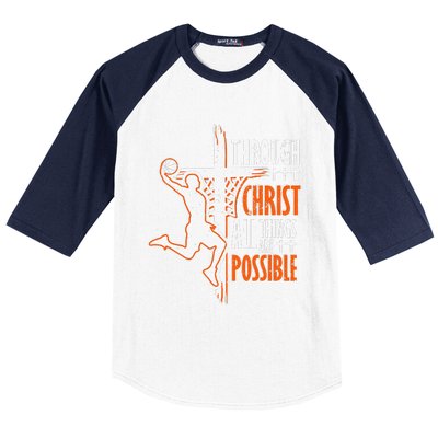 Christian Basketball Jesus Christ Basketball Religious Funny Baseball Sleeve Shirt