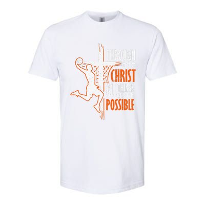 Christian Basketball Jesus Christ Basketball Religious Funny Softstyle® CVC T-Shirt