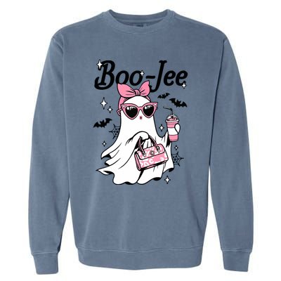 Cute Boo Jee Ghost Halloween Bandana Ghost Coffee Garment-Dyed Sweatshirt