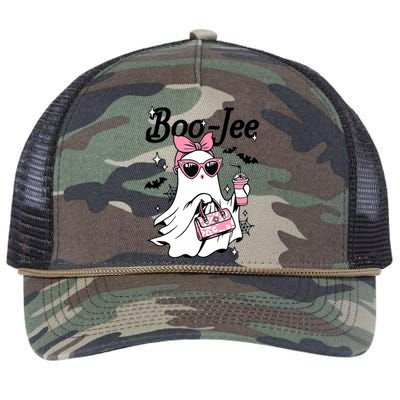 Cute Boo Jee Ghost Halloween Bandana Ghost Coffee Retro Rope Trucker Hat Cap