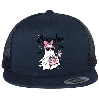 Cute Boo Jee Ghost Halloween Bandana Ghost Coffee Flat Bill Trucker Hat