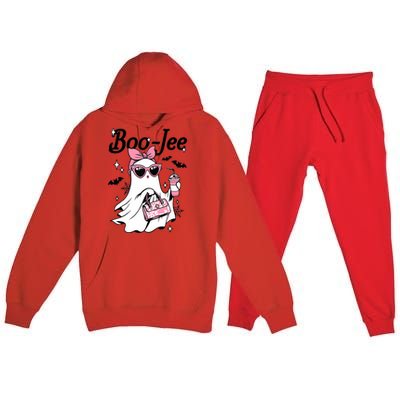 Cute Boo Jee Ghost Halloween Bandana Ghost Coffee Premium Hooded Sweatsuit Set