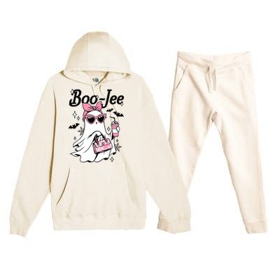 Cute Boo Jee Ghost Halloween Bandana Ghost Coffee Premium Hooded Sweatsuit Set