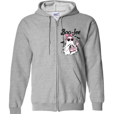 Cute Boo Jee Ghost Halloween Bandana Ghost Coffee Full Zip Hoodie