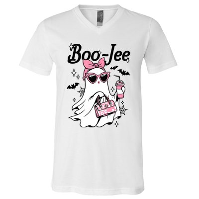 Cute Boo Jee Ghost Halloween Bandana Ghost Coffee V-Neck T-Shirt