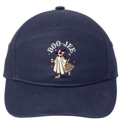 Cute Boo Jee Ghost Halloween Leopard Ghost Coffee Funny Gift 7-Panel Snapback Hat