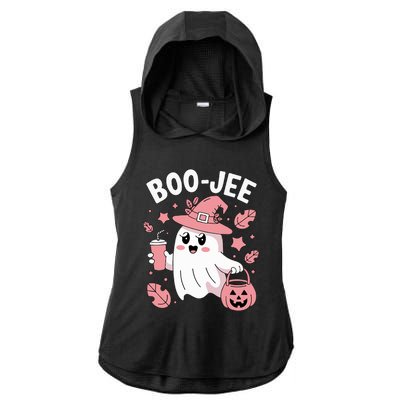 Cute Boo Jee Ghost Halloween Leopard Ghost Coffee Girl Ladies PosiCharge Tri-Blend Wicking Draft Hoodie Tank