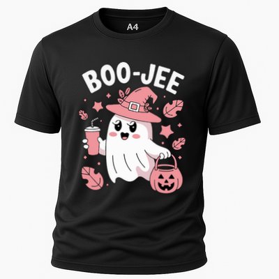 Cute Boo Jee Ghost Halloween Leopard Ghost Coffee Girl Performance Shirt