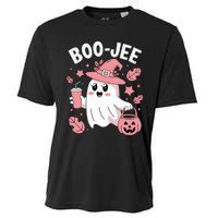 Cute Boo Jee Ghost Halloween Leopard Ghost Coffee Girl Cooling Performance Crew T-Shirt