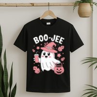 Cute Boo Jee Ghost Halloween Leopard Ghost Coffee Girl T-Shirt