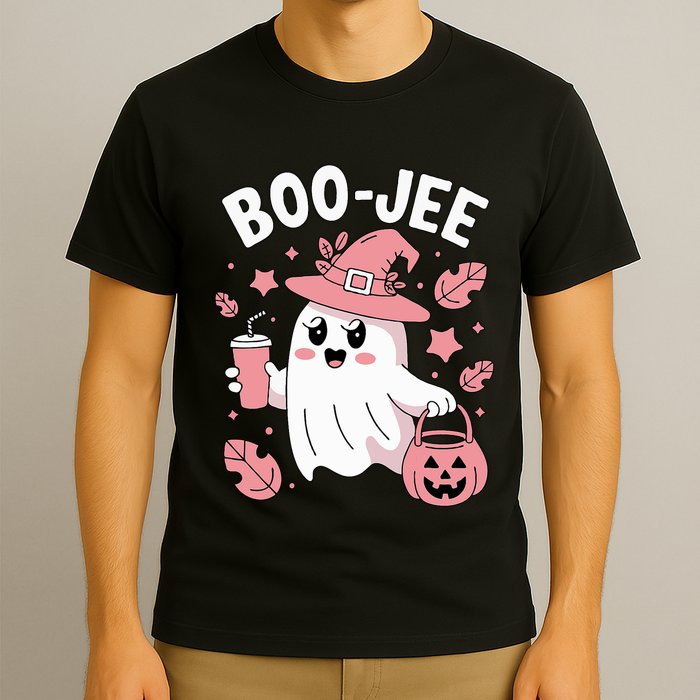 Cute Boo Jee Ghost Halloween Leopard Ghost Coffee Girl T-Shirt