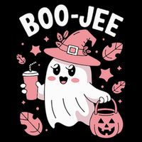 Cute Boo Jee Ghost Halloween Leopard Ghost Coffee Girl T-Shirt