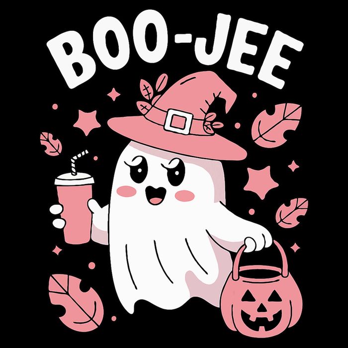 Cute Boo Jee Ghost Halloween Leopard Ghost Coffee Girl T-Shirt