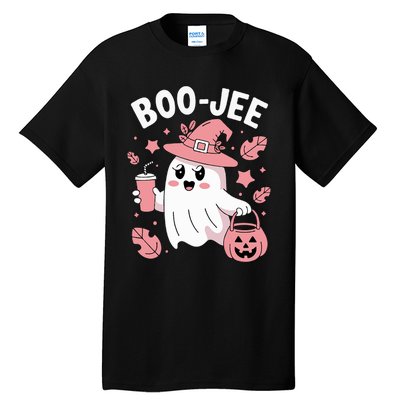 Cute Boo Jee Ghost Halloween Leopard Ghost Coffee Girl Tall T-Shirt