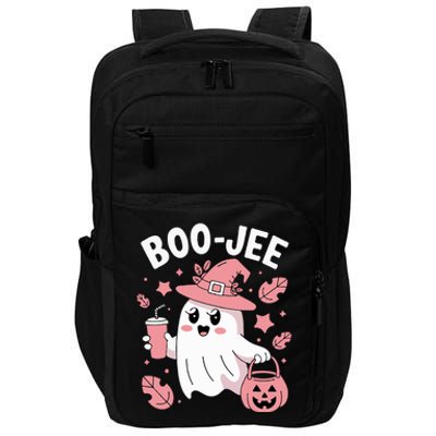 Cute Boo Jee Ghost Halloween Leopard Ghost Coffee Girl Impact Tech Backpack