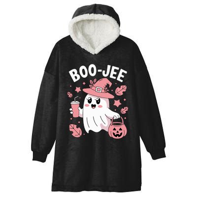 Cute Boo Jee Ghost Halloween Leopard Ghost Coffee Girl Hooded Wearable Blanket