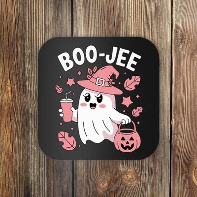 Cute Boo Jee Ghost Halloween Leopard Ghost Coffee Girl Coaster