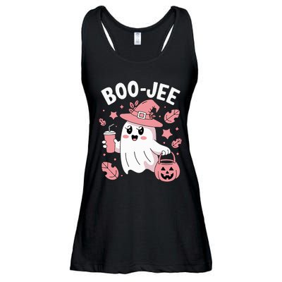 Cute Boo Jee Ghost Halloween Leopard Ghost Coffee Girl Ladies Essential Flowy Tank