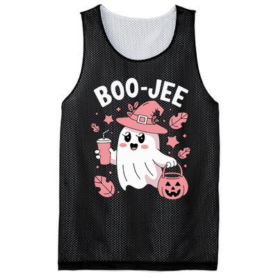 Cute Boo Jee Ghost Halloween Leopard Ghost Coffee Girl Mesh Reversible Basketball Jersey Tank