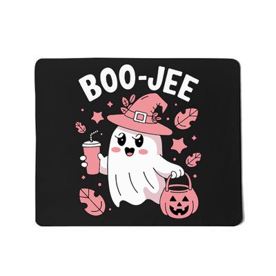 Cute Boo Jee Ghost Halloween Leopard Ghost Coffee Girl Mousepad