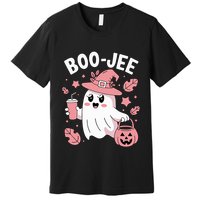 Cute Boo Jee Ghost Halloween Leopard Ghost Coffee Girl Premium T-Shirt