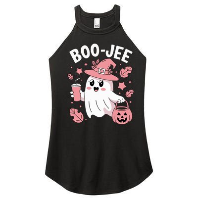 Cute Boo Jee Ghost Halloween Leopard Ghost Coffee Girl Women's Perfect Tri Rocker Tank