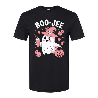 Cute Boo Jee Ghost Halloween Leopard Ghost Coffee Girl Softstyle® CVC T-Shirt