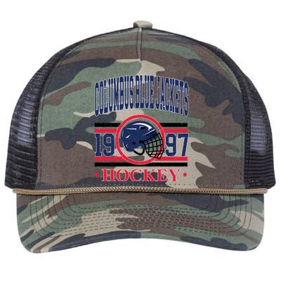 Columbus Blue Jacket Hockey Team Supporter Retro Rope Trucker Hat Cap