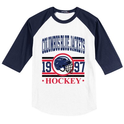 Columbus Blue Jacket Hockey Team Supporter Baseball Sleeve Shirt