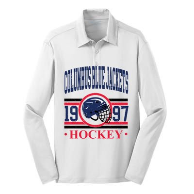 Columbus Blue Jacket Hockey Team Supporter Silk Touch Performance Long Sleeve Polo