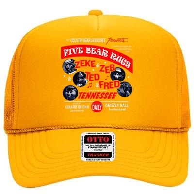 Country Bear Jamboree Real Old Country Rhythm Five Bear Rugs High Crown Mesh Back Trucker Hat