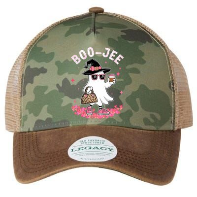 Cute Boo Jee Ghost Halloween Leopard Ghost Coffee Legacy Tie Dye Trucker Hat