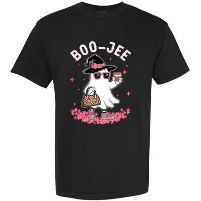 Cute Boo Jee Ghost Halloween Leopard Ghost Coffee Garment-Dyed Heavyweight T-Shirt