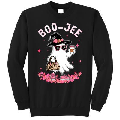 Cute Boo Jee Ghost Halloween Leopard Ghost Coffee Sweatshirt