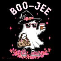 Cute Boo Jee Ghost Halloween Leopard Ghost Coffee Drawstring Bag