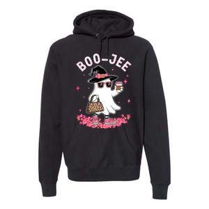 Cute Boo Jee Ghost Halloween Leopard Ghost Coffee Premium Hoodie