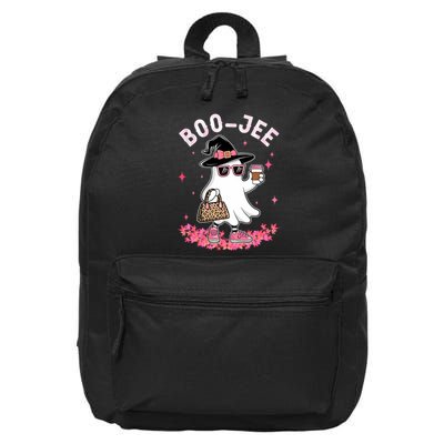 Cute Boo Jee Ghost Halloween Leopard Ghost Coffee 16 in Basic Backpack
