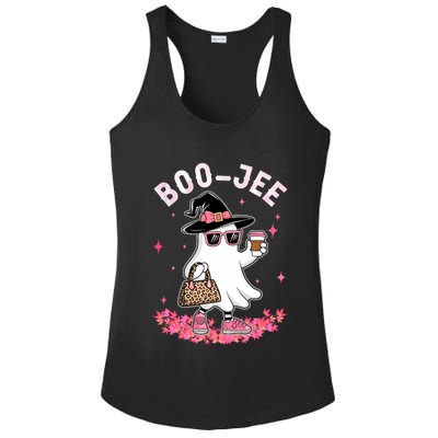 Cute Boo Jee Ghost Halloween Leopard Ghost Coffee Ladies PosiCharge Competitor Racerback Tank
