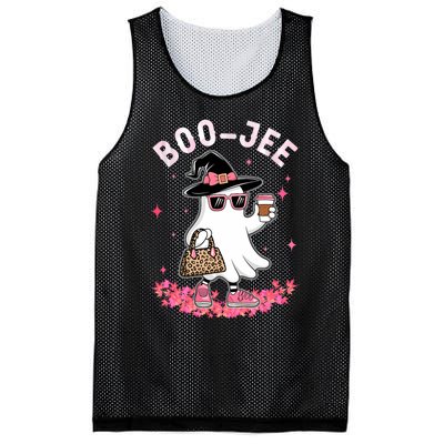 Cute Boo Jee Ghost Halloween Leopard Ghost Coffee Mesh Reversible Basketball Jersey Tank