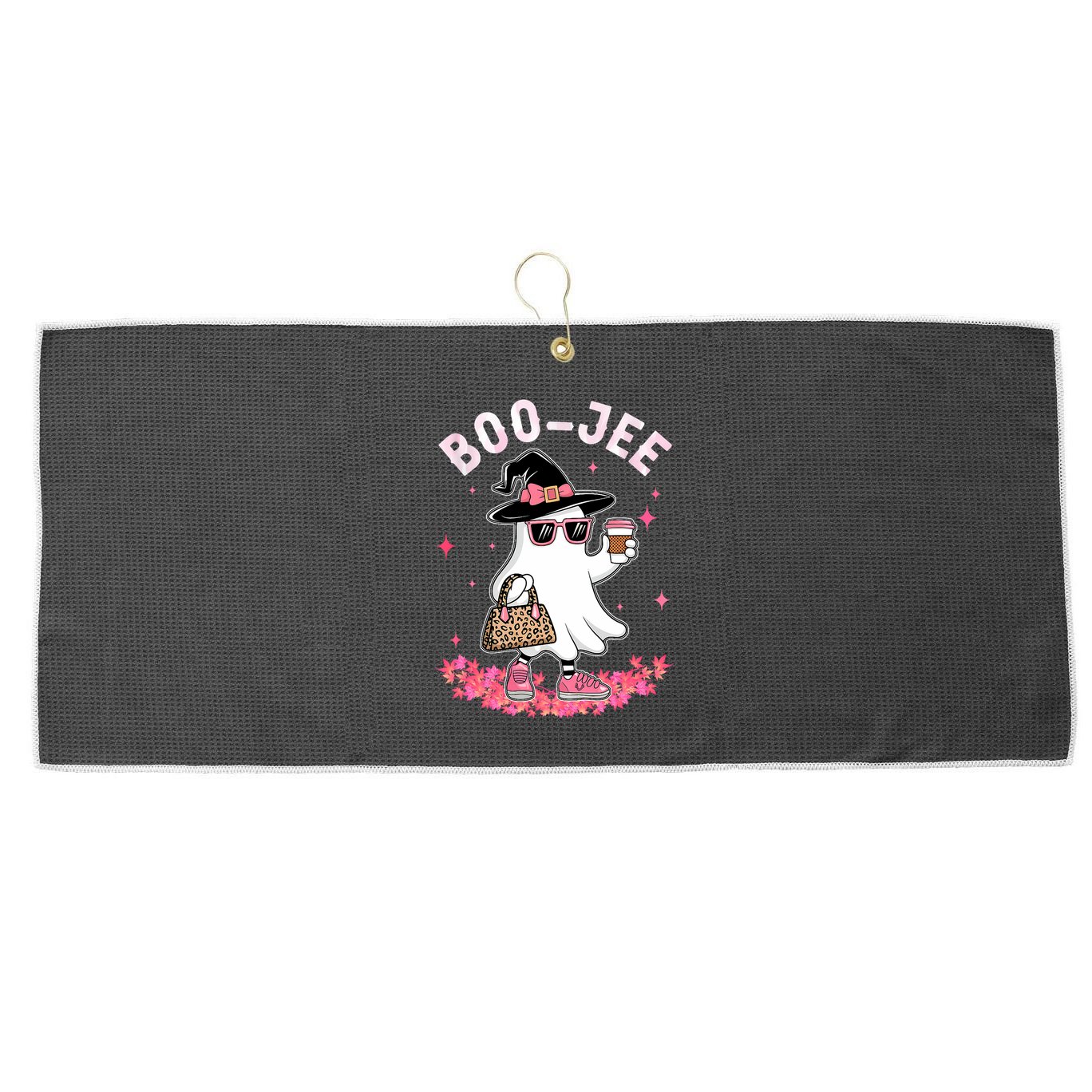 Cute Boo Jee Ghost Halloween Leopard Ghost Coffee Large Microfiber Waffle Golf Towel
