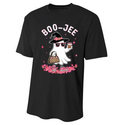 Cute Boo Jee Ghost Halloween Leopard Ghost Coffee Performance Sprint T-Shirt