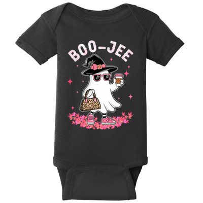 Cute Boo Jee Ghost Halloween Leopard Ghost Coffee Baby Bodysuit