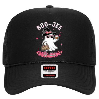 Cute Boo Jee Ghost Halloween Leopard Ghost Coffee Trucker Hat