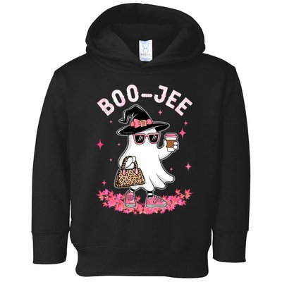 Cute Boo Jee Ghost Halloween Leopard Ghost Coffee Toddler Hoodie