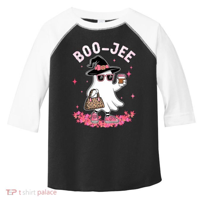 Cute Boo Jee Ghost Halloween Leopard Ghost Coffee Toddler Fine Jersey T-Shirt