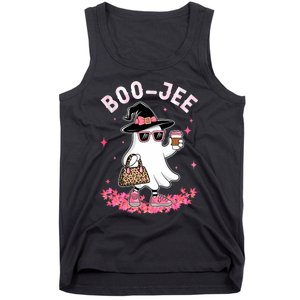 Cute Boo Jee Ghost Halloween Leopard Ghost Coffee Tank Top